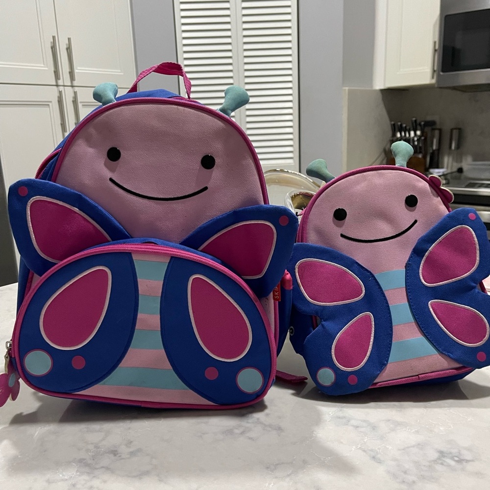 Pink and Blue Butterfly Backpack Set